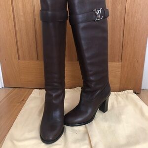 Louis Vuitton Brown Leather High Heel Riding Boots 39.5 | Made in Italy
